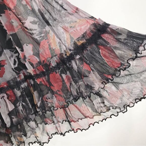 Lapis Dark Floral Whimsigoth Tiered Ruffle Smocked Versatile Halter Dress Skirt - Picture 11 of 16